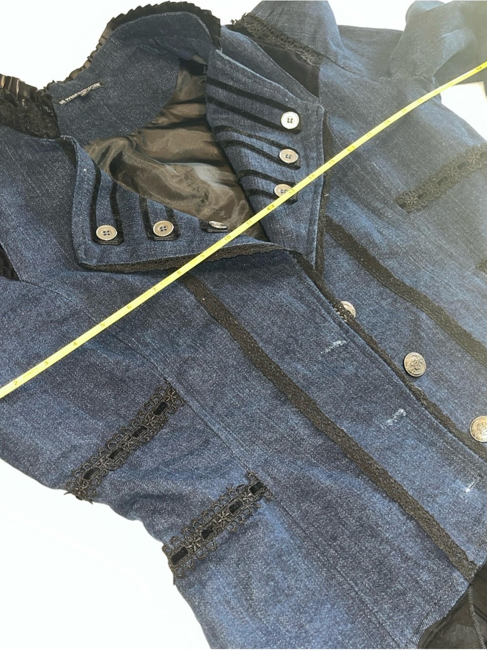 Victorian-Inspired Navy Military Tailcoat Jacket with Black lace Size Large - Picture 15 of 16